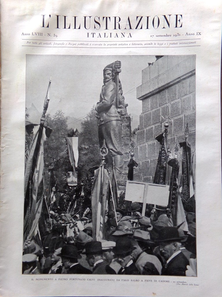 L'illustrazione Italiana 27 Settembre 1931 Capri Pieve Cadore Mantegna Postumia