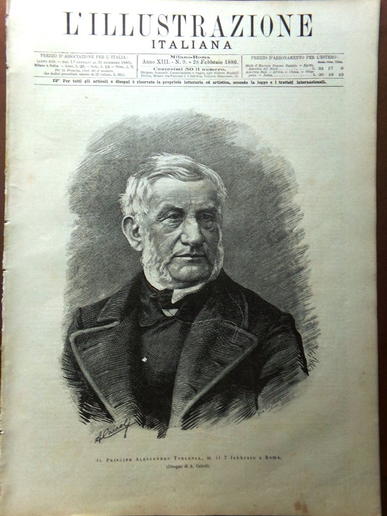 L'Illustrazione Italiana 28 Febbraio 1886 Torlonia Aquileia Duomo Saluzzo Borro