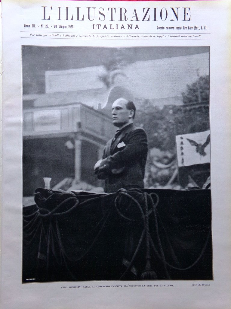 L'Illustrazione Italiana 28 Giugno 1925 Mussolini Perugia Aquila Museo Trieste | Immagine principale