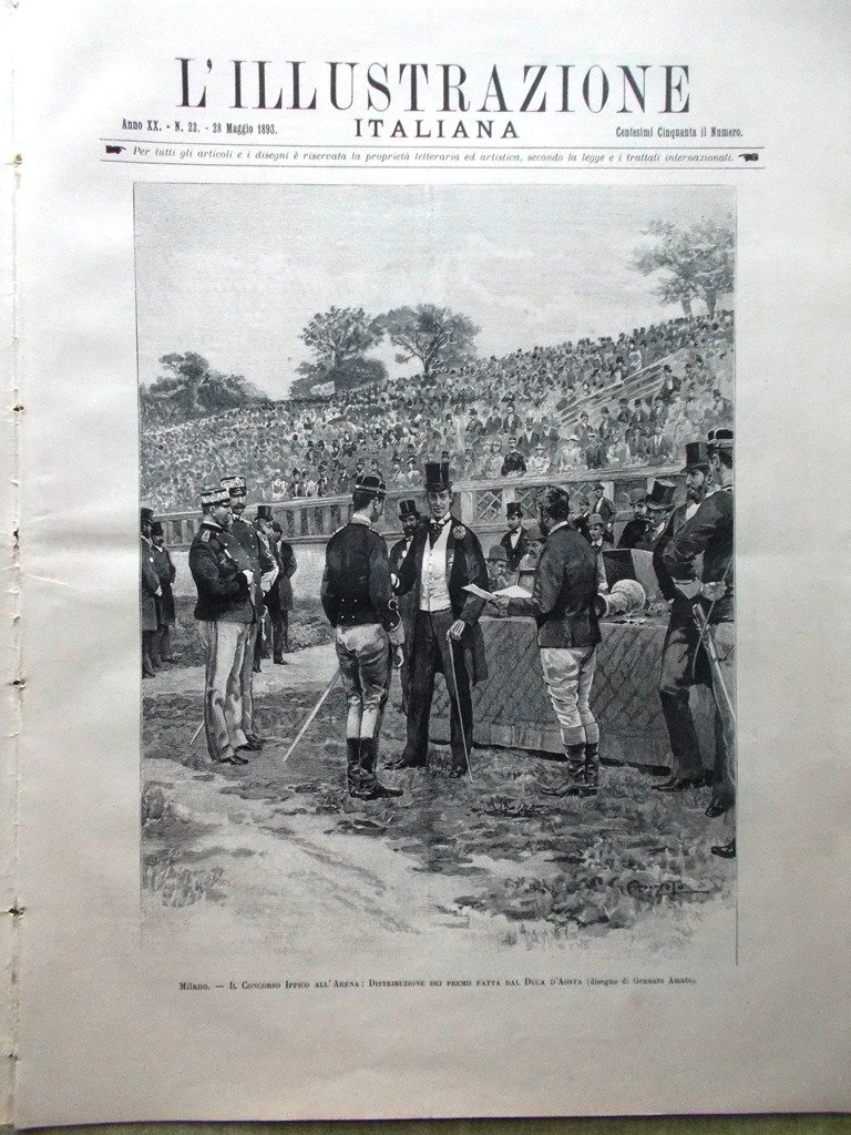 L'Illustrazione Italiana 28 Maggio 1893 Palestro Acqua Brescia Pacchiotti Serao