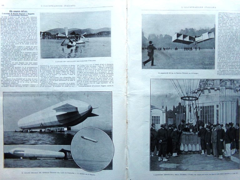 L'Illustrazione Italiana 28 Ottobre 1906 Vivanti Chartres Dumont Zeppelin Raggio