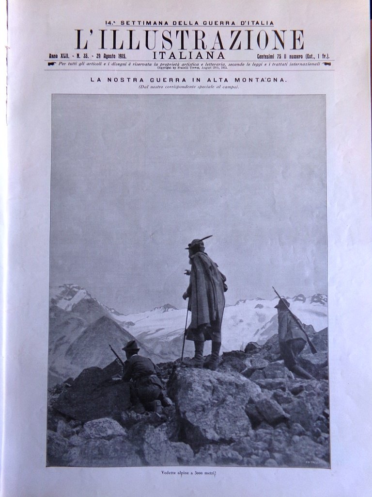L'illustrazione Italiana 29 Agosto 1915 WW1 Isonzo Dalbono Valfurva Garroni …