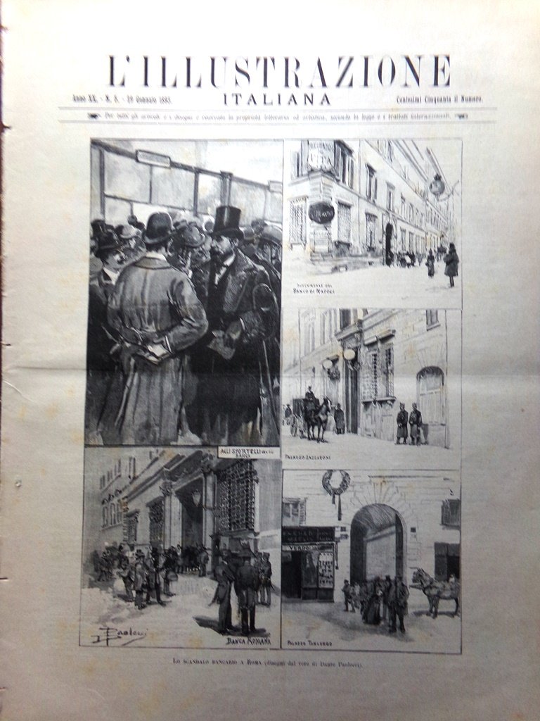 L'Illustrazione Italiana 29 Gennaio 1893 Traviata Saragozza Scandalo Banca Roma