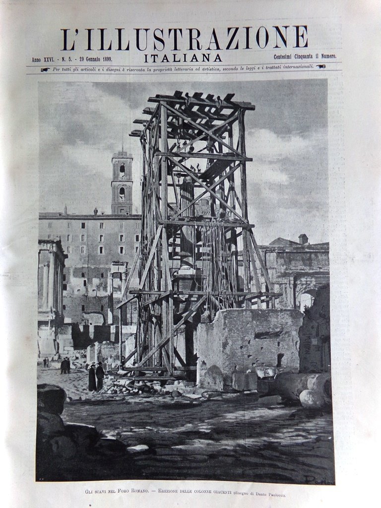 L'Illustrazione Italiana 29 Gennaio 1899 Scavi Foro Romano Expo Elettricità …