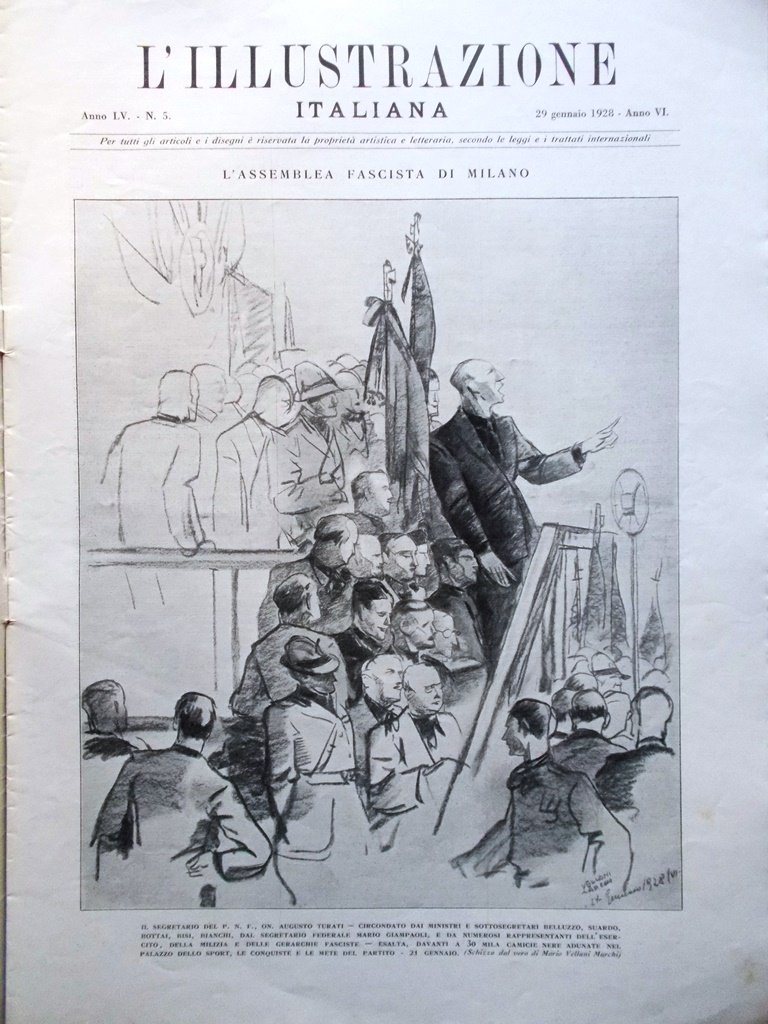 L'Illustrazione Italiana 29 Gennaio 1928 Caprarola Fascio Milano Lago Nemi … | Immagine principale