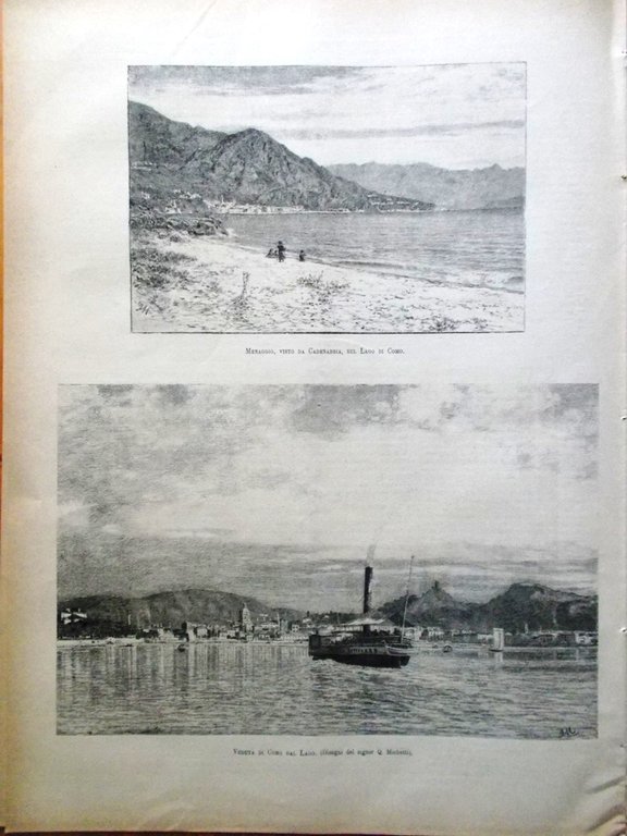 L'illustrazione Italiana 29 Luglio 1883 Napoli Fiesole Lago Como Ospizio …