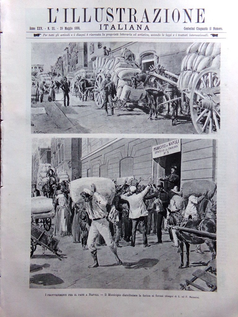 L'Illustrazione Italiana 29 Maggio 1898 Brin Key West Moti Napoli …