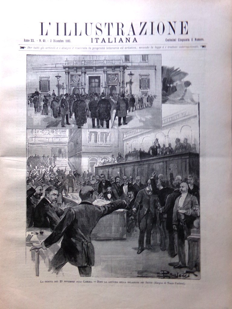 L'Illustrazione Italiana 3 Dicembre 1893 Sciopero Telegrafisti Disastro Limito