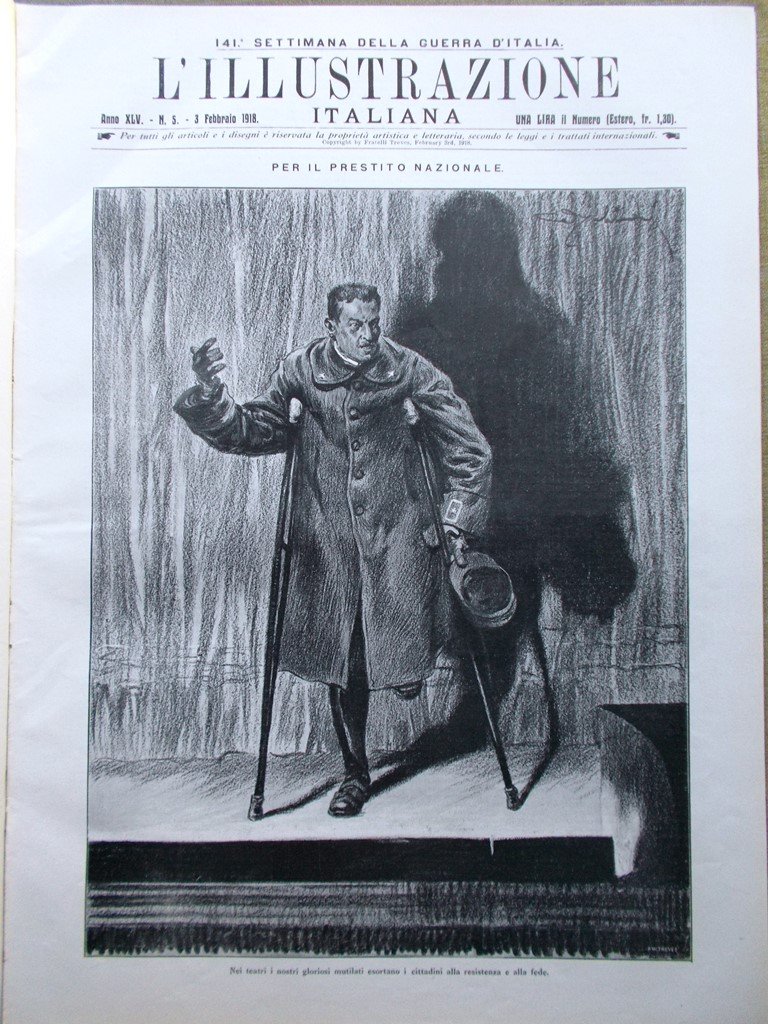 L'Illustrazione Italiana 3 Febbraio 1918 WW1 Valstagna Croce Rossa Brest …