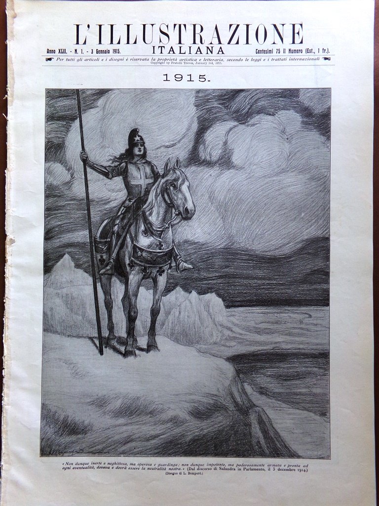 L'Illustrazione Italiana 3 Gennaio 1915 WW1 Bersaglieri a Vallona Rapallo …
