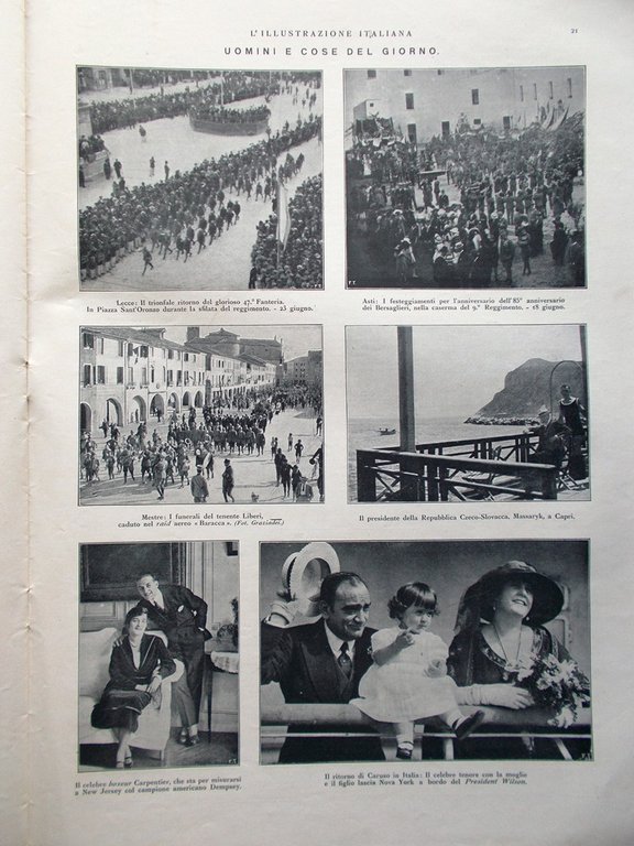 L'Illustrazione Italiana 3 Luglio 1921 Tallone Ghidoni Caruso Vistola Fiume …
