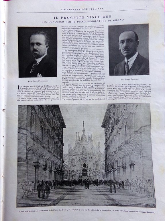 L'Illustrazione Italiana 3 Luglio 1927 Piano Regolatore Milano Lindbergh Tirreno