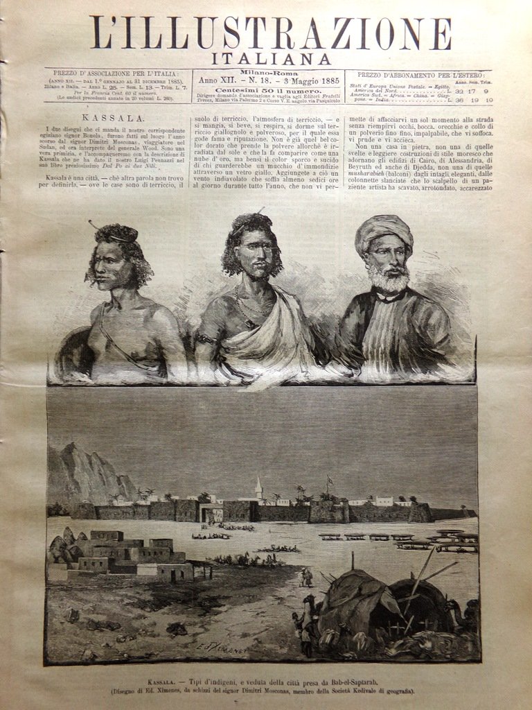 L'Illustrazione Italiana 3 Maggio 1885 Kassala Danachili Cogne Capannelle Roma