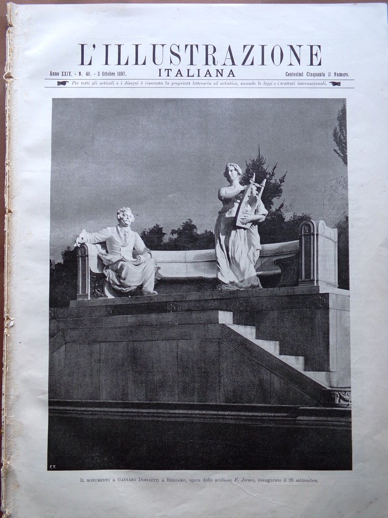 L'illustrazione Italiana 3 Ottobre 1897 Donizetti Browning Sulmona Isernia Treno