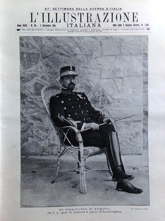 L'illustrazione Italiana 3 Settembre 1916 WW1 Salonicco Romania in Guerra …