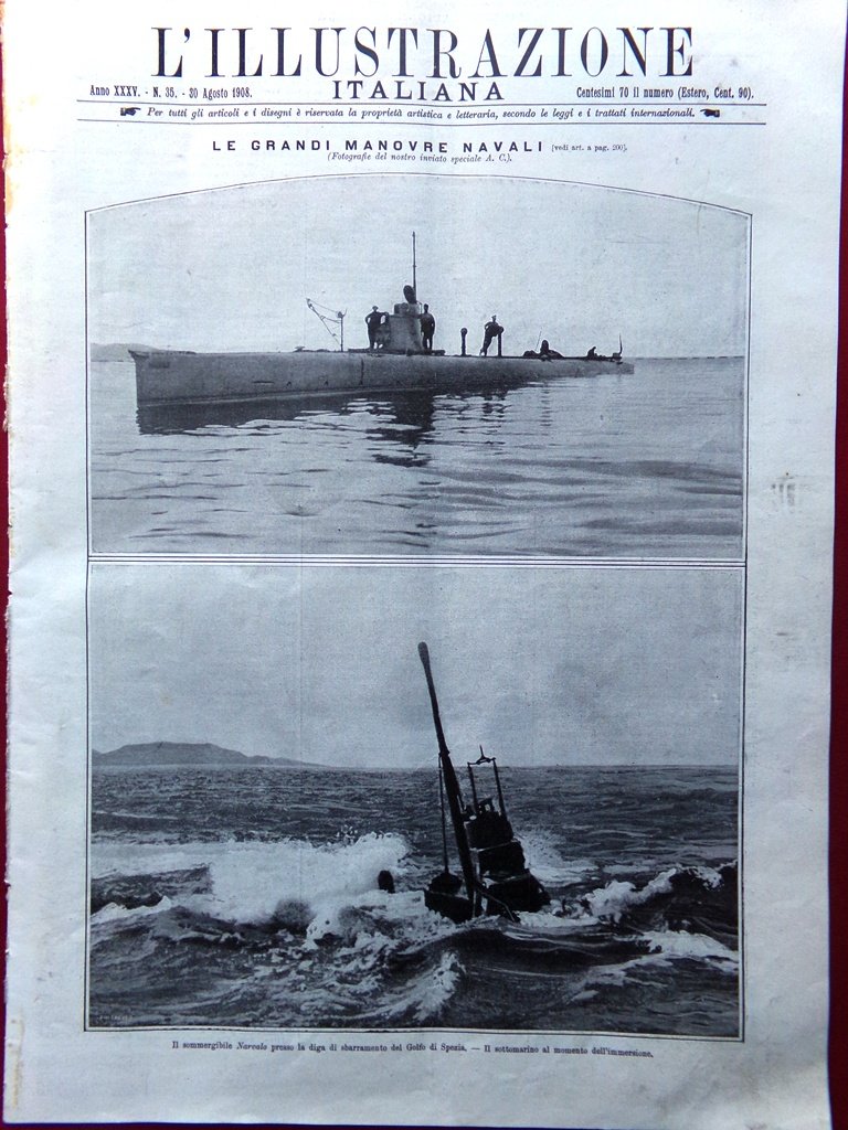 L'illustrazione Italiana 30 Agosto 1908 Piedigrotta Adulis Trieste Navi Spezia | Immagine principale