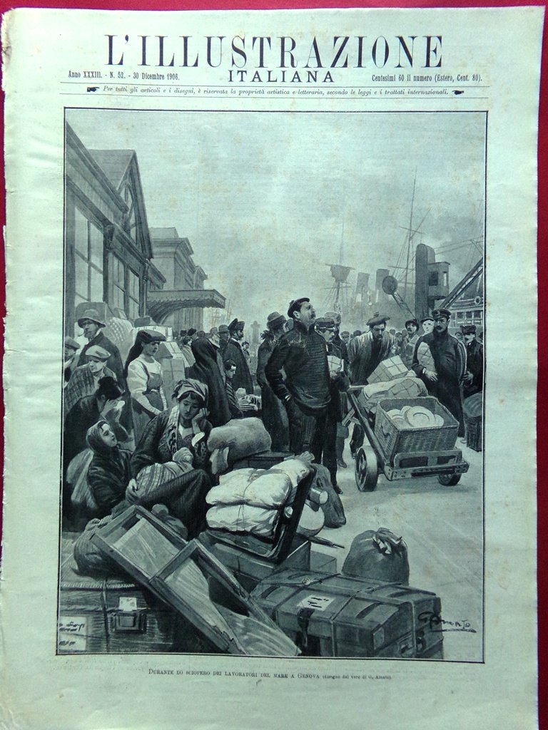 L'Illustrazione Italiana 30 Dicembre 1906 Sciopero Mare Genova Giocattoli Salomè