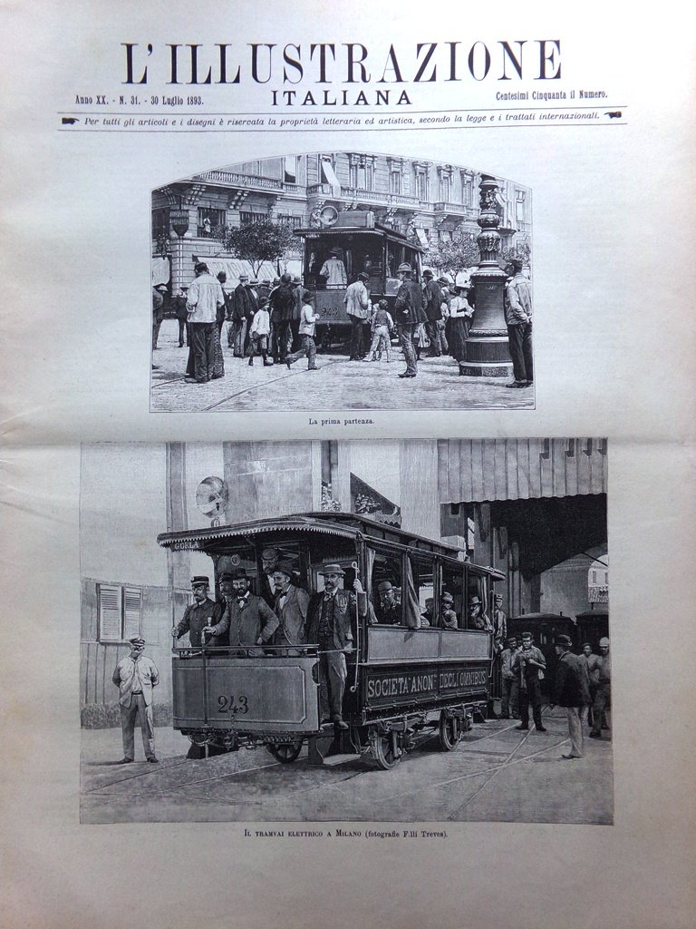 L'Illustrazione Italiana 30 Luglio 1893 Tramvai Sforza Re Siam Studena …