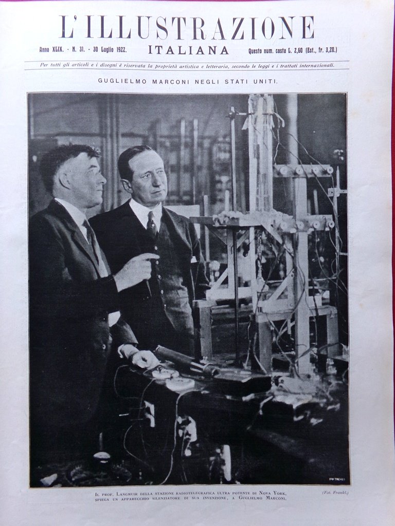 L'Illustrazione Italiana 30 Luglio 1922 Marconi Ustica Tosi Croce Rossa … | Immagine principale
