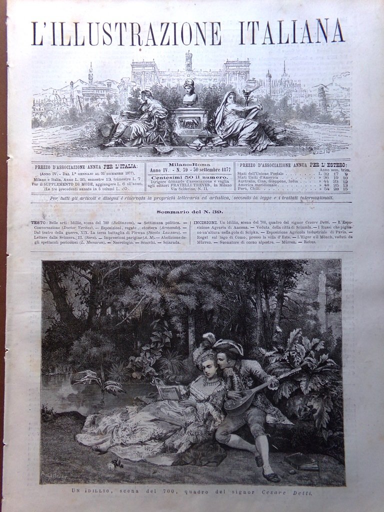 L'Illustrazione Italiana 30 Settembre 1877 Ancona Pavia Sciumla Regate di …