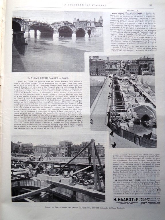 L'Illustrazione Italiana 30 Settembre 1900 Galleria Sempione Ponte Cavour Roma