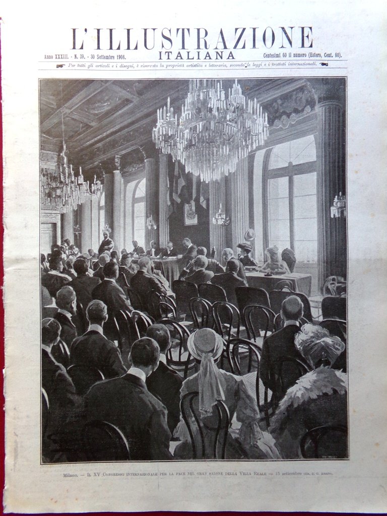 L'Illustrazione Italiana 30 Settembre 1906 Congresso di Pace Pallanza Lotschberg