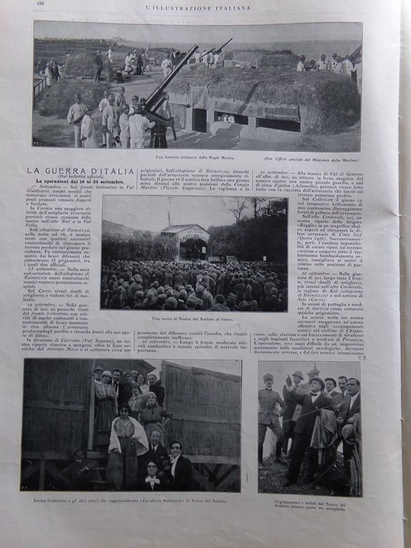 L'Illustrazione Italiana 30 Settembre 1917 WW1 Isonzo Martini Gramatica Soldato