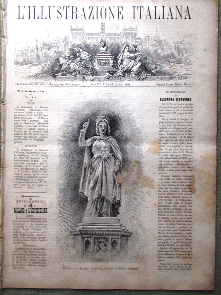 L'Illustrazione Italiana 31 Luglio 1881 Cometa Cruls Desenzano Casa Dante …
