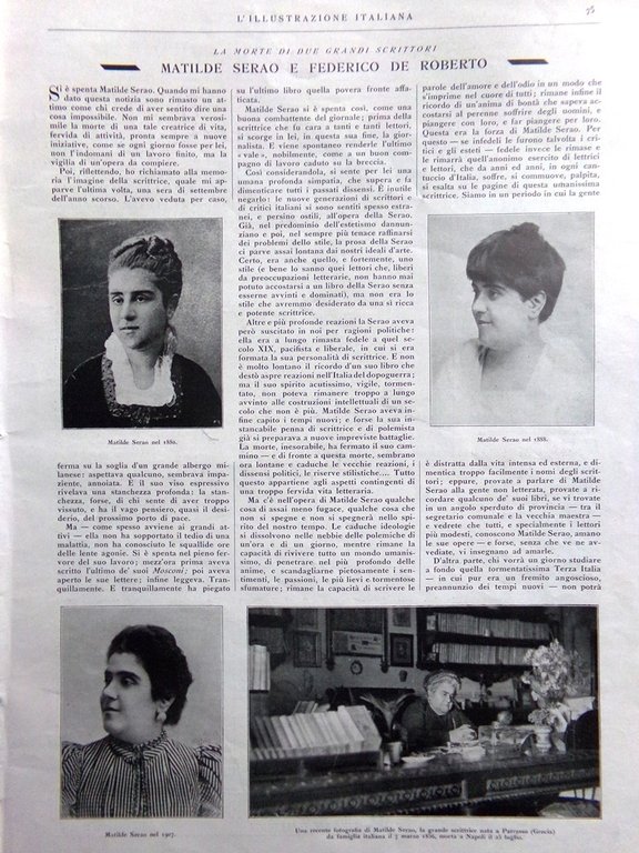 L'Illustrazione Italiana 31 Luglio 1927 Morte Matilde Serao De Roberto …