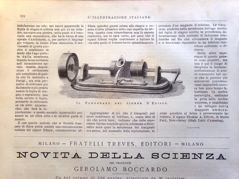 L'Illustrazione Italiana 31 Marzo 1878 Fonografo Edison Niagara Avana Re … | Immagine Gallery 7