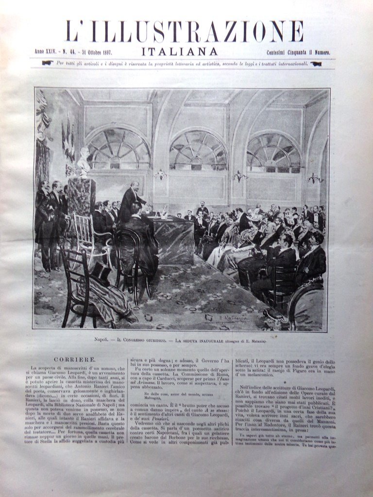 L'illustrazione Italiana 31 Ottobre 1897 Morte Teja Cavalletto Università Napoli