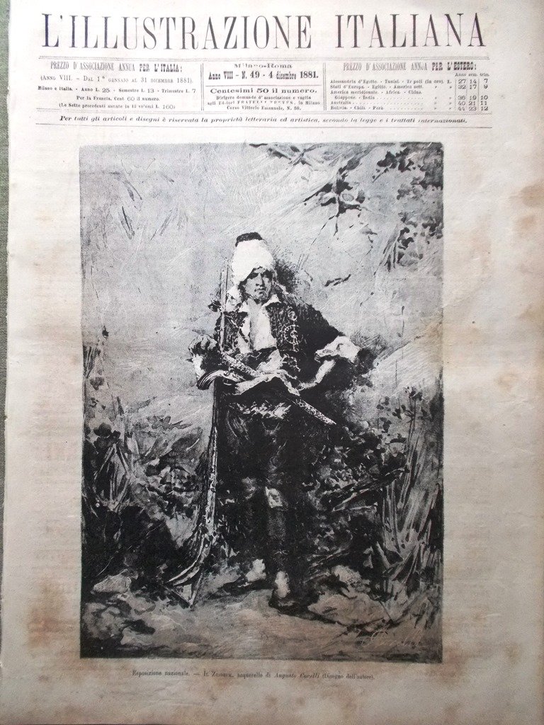 L'Illustrazione Italiana 4 Dicembre 1881 Scavi Pompei Maraini Accademia Livorno
