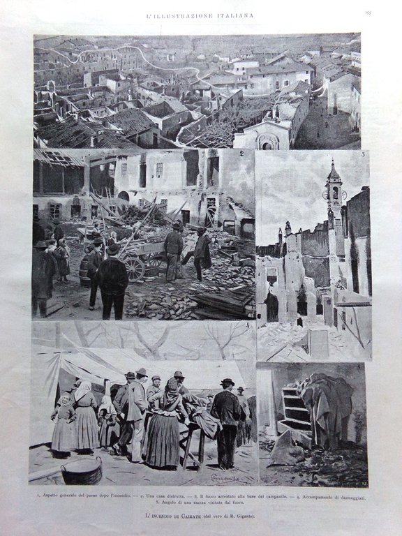 L'Illustrazione Italiana 4 Febbraio 1900 Incendio di Cairate Candelora Panzacchi