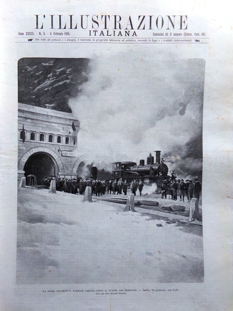 L'Illustrazione Italiana 4 Febbraio 1906 Sempione Moti di Shangai Excelsior …