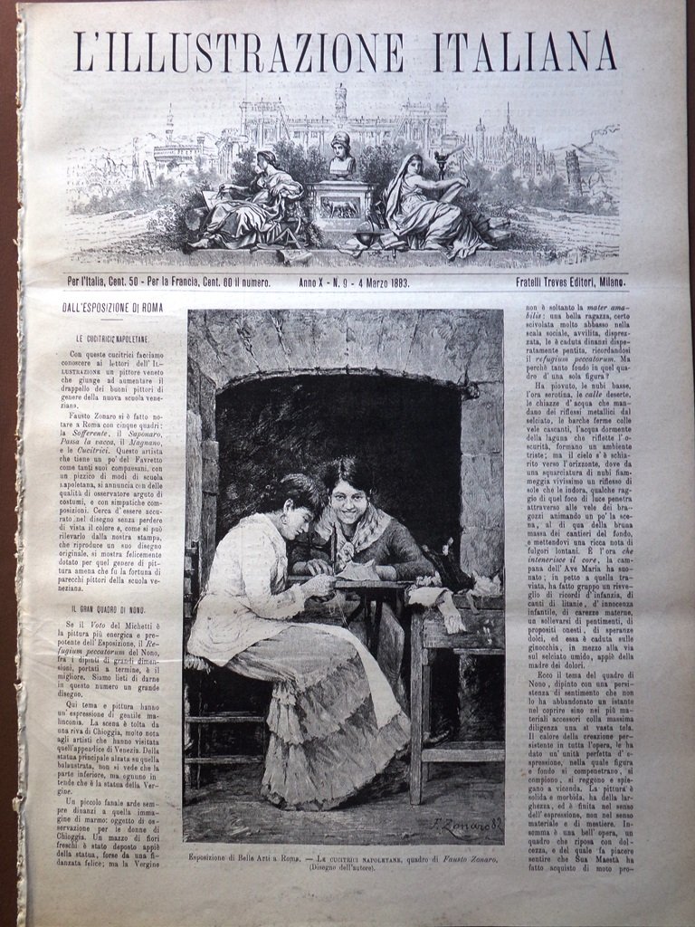 L'illustrazione Italiana 4 Marzo 1883 Conte Cavour Mitramonia Pompei Cognietti