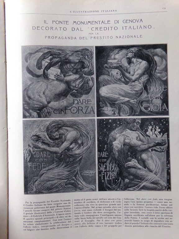 L'Illustrazione Italiana 4 Marzo 1917 WW1 Zuccaro Marina Senatori Ponte …