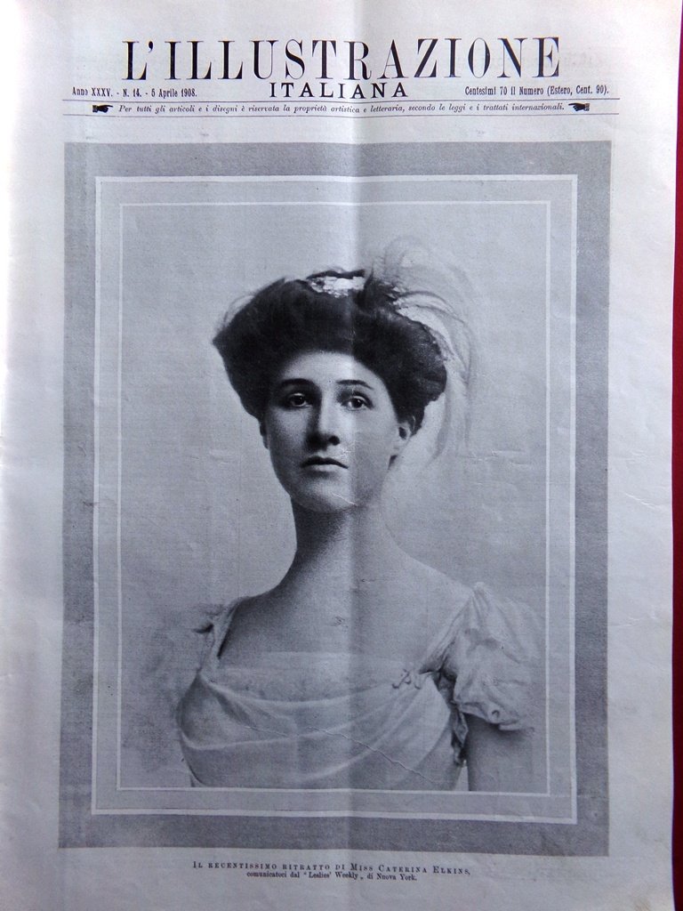 L'Illustrazione Italiana 5 Aprile 1908 Metropolitan Opera Caruso Fiera Bergamo | Immagine principale