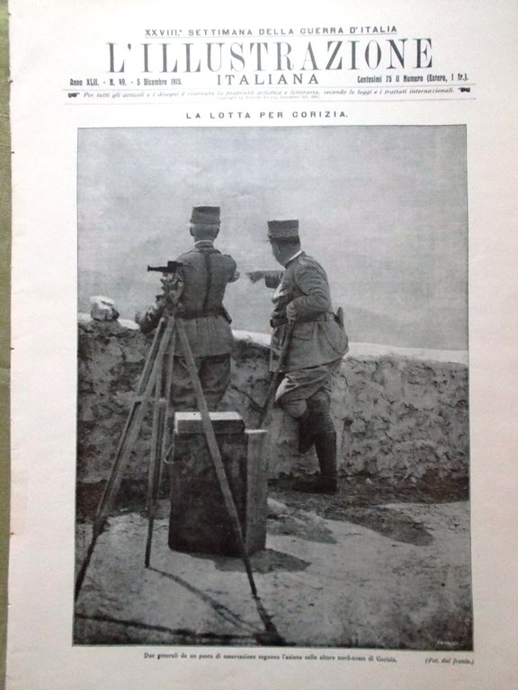 L'illustrazione Italiana 5 Dicembre 1915 WW1 Gorizia Capuana Tonale Paolini …