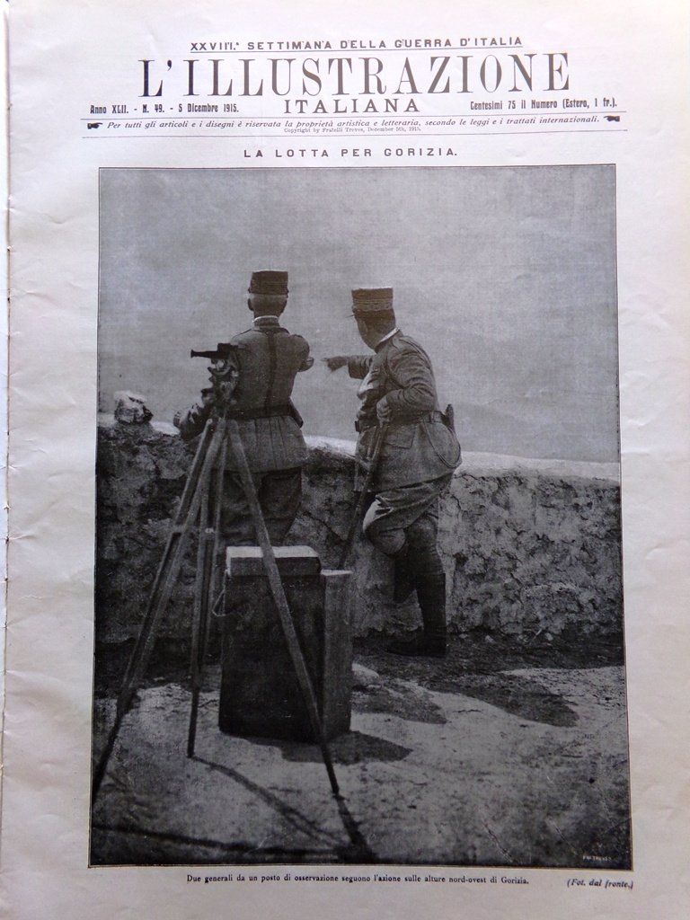 L'illustrazione Italiana 5 Dicembre 1915 WW1 Gorizia Capuana Tonale Paolini …