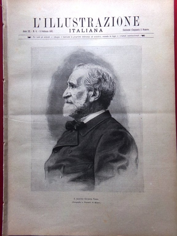 L'Illustrazione Italiana 5 Febbraio 1893 Giuseppe Verdi Falstaff Goldoni Chicago