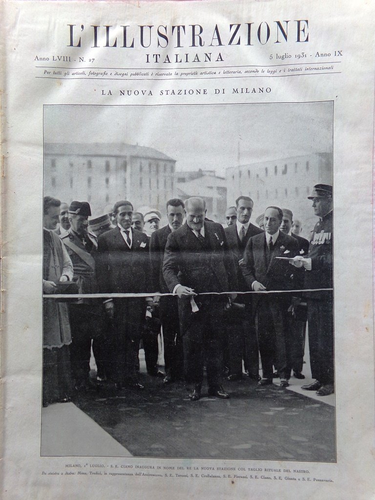L'illustrazione Italiana 5 Luglio 1931 Speciale Inaugurazione Stazione di Milano