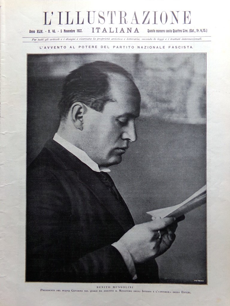 L'Illustrazione Italiana 5 Novembre 1922 Avvento Fascismo al Governo Mussolini | Immagine principale