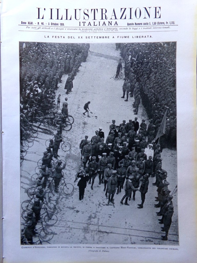 L'Illustrazione Italiana 5 Ottobre 1919 Feste Fiume Liberata Caffarelli Ungheria