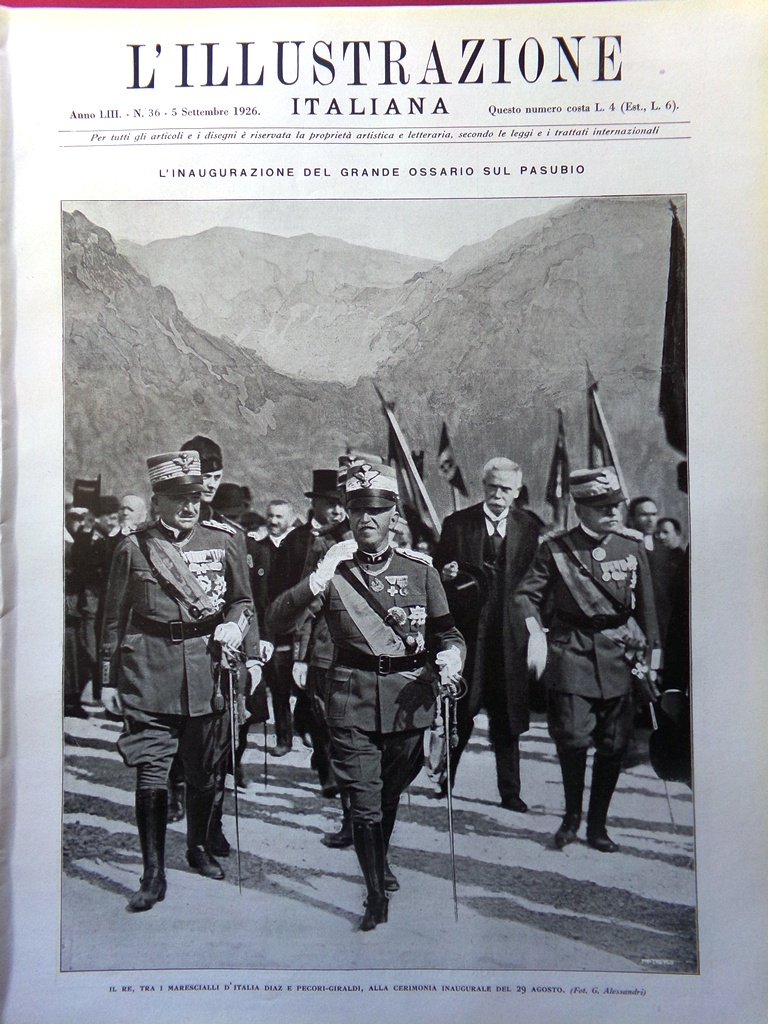 L'Illustrazione Italiana 5 Settembre 1926 Ossario Pasubio Contrin Colorado Rio | Immagine principale