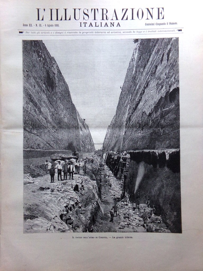 L'Illustrazione Italiana 6 Agosto 1893 Canale di Corinto Istituto Sanità …