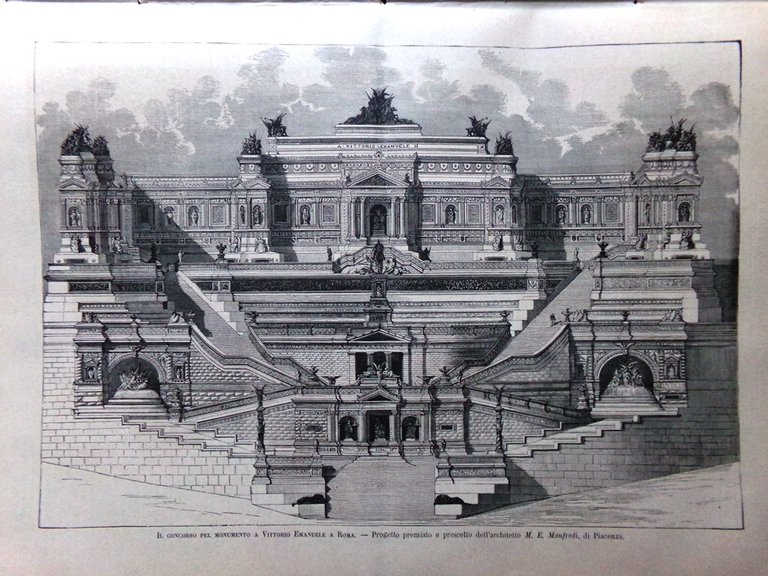 L'Illustrazione Italiana 6 Aprile 1884 Monumento Vittorio Emanuele Roma Brazzà