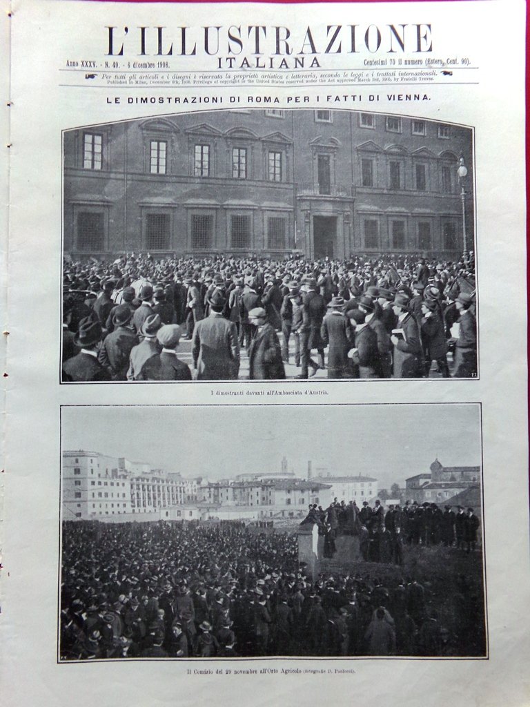 L'illustrazione Italiana 6 Dicembre 1908 Steinheil Trieste Faldella Pietri Roma | Immagine principale