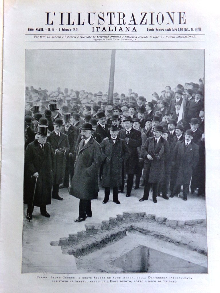 L'Illustrazione Italiana 6 Febbraio 1921 Milite Ignoto Sartorio D'Annunzio Siria