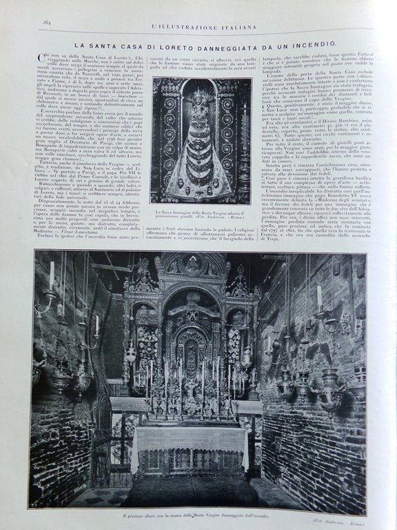 L'Illustrazione Italiana 6 Marzo 1921 Renato Fucini Pirano Incendio Loreto …