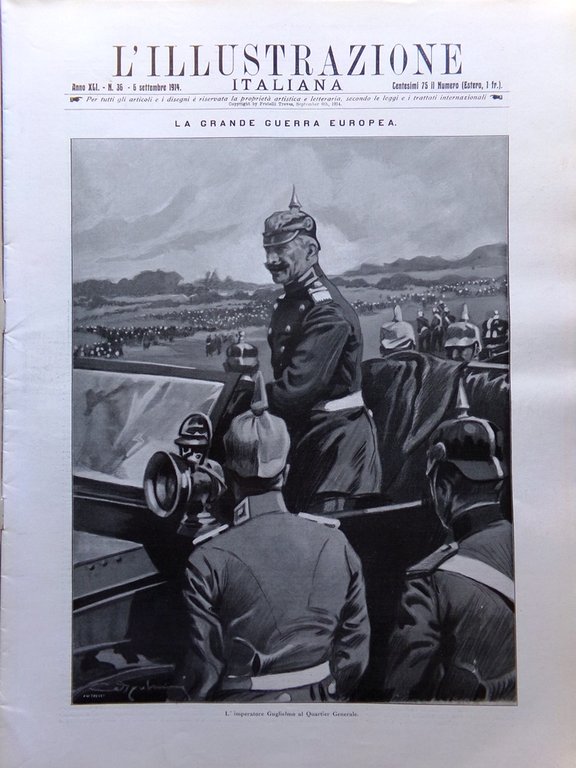 L'illustrazione Italiana 6 Settembre 1914 WW1 Louvain Papa Benedetto XV …